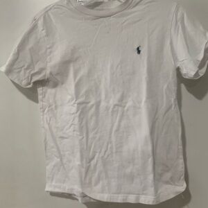 White boys T-Shirt with Embroidered Logo M 10/12